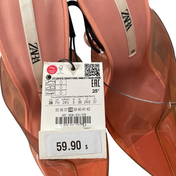 Zara Pink Mules with Transparent Design - Picture 9 of 9